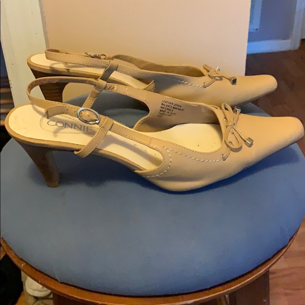 Pointy toe heals with buckle strap